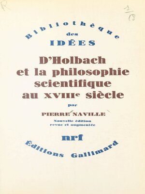 cover image of D'Holbach et la philosophie scientifique au XVIIIe siècle